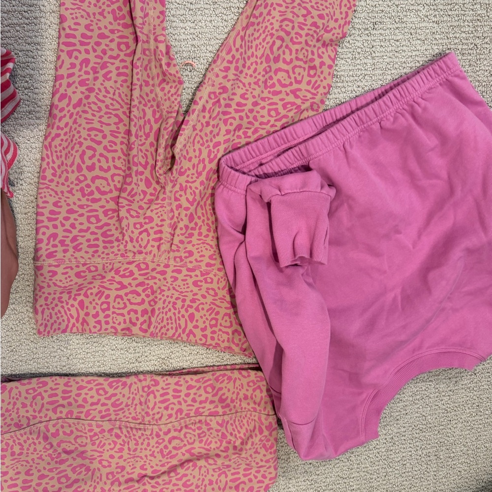 JoyLab Pink Animal Print Leggings and Solid Shorts